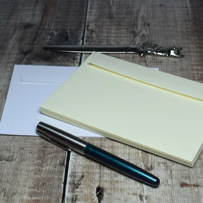 Envelopes - Envelopes in a range of sizes and paper grades that may accompany printed letterheads and cards.